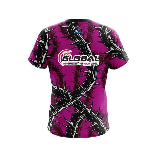 900 Global Rock And Roll Pink Thorns CoolWick Bowling Jersey - Image 2