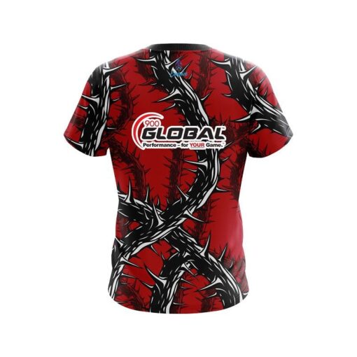 900 Global Rock And Roll Red Thorns CoolWick Bowling Jersey - Image 2