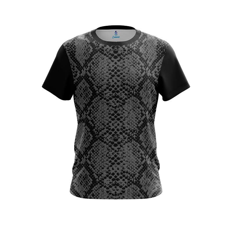 Plain Snake Skin Black CoolWick Bowling Jersey