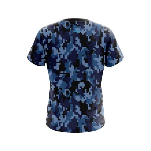 Plain Digital Camo Blue CoolWick Bowling Jersey - Image 2