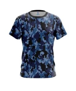 Plain Digital Camo Blue CoolWick Bowling Jersey