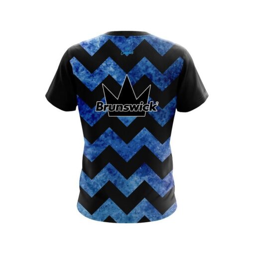 Brunswick Marble Zig Zag Blue CoolWick Bowling Jersey - Image 2