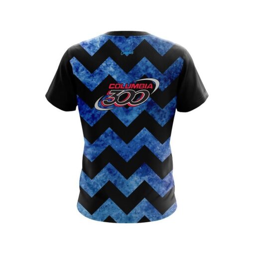 Columbia 300 Marble Zig Zag Blue CoolWick Bowling Jersey - Image 2