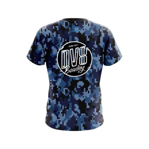 DV8 Digital Camo Blue CoolWick Bowling Jersey - Image 2