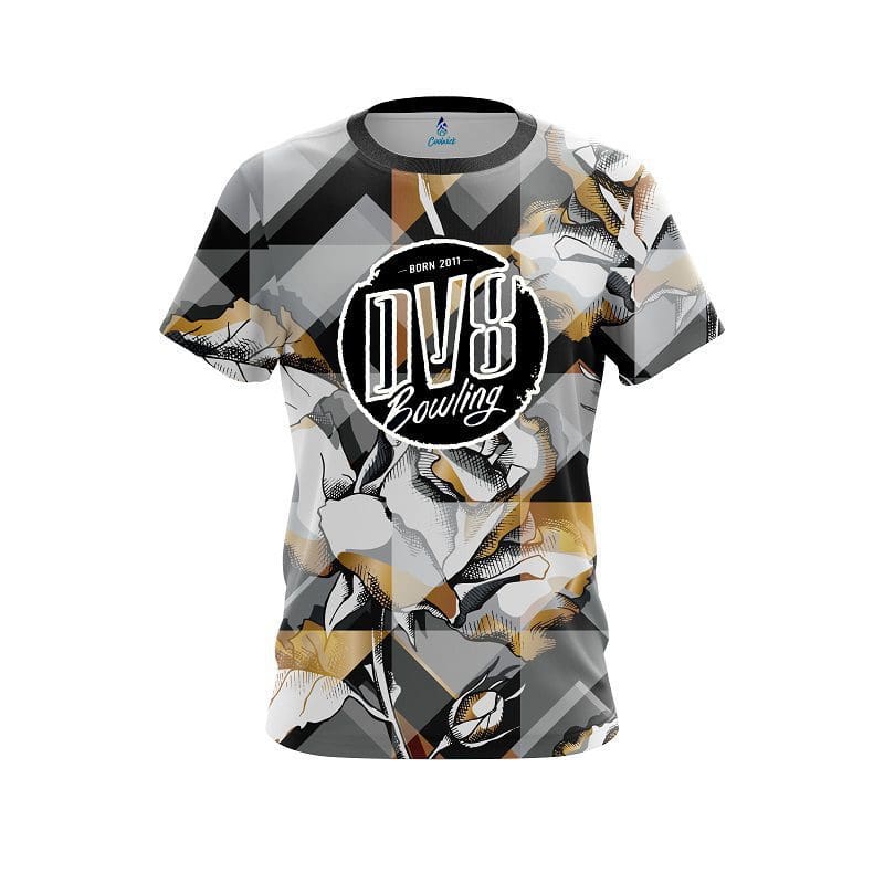 DV8 Gold And Black Rose CoolWick Bowling Jersey