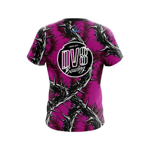 DV8 Rock And Roll Pink Thorns CoolWick Bowling Jersey - Image 2