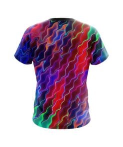 Alternative view of Plain Psychedelic Electric Wave CoolWick Bowling Jersey