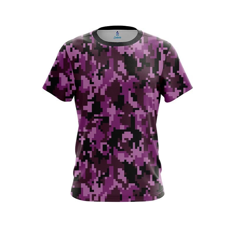 Plain Digital Camo Purple CoolWick Bowling Jersey
