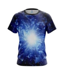 Plain Shattered Glass Blue CoolWick Bowling Jersey