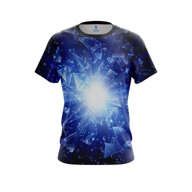 Plain Shattered Glass Blue CoolWick Bowling Jersey