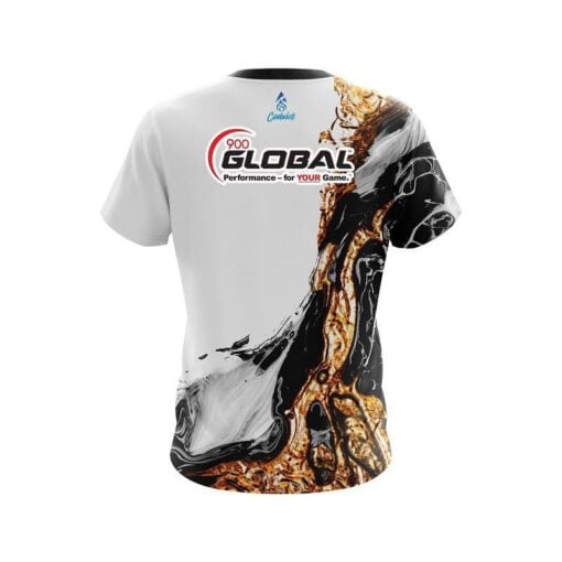 900 Global Black And Gold Liquid Marble CoolWick Bowling Jersey - Image 2