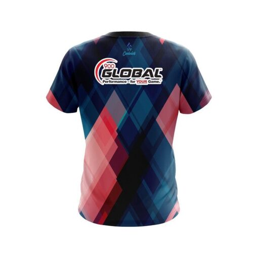 900 Global Blue And Pink Diamond CoolWick Bowling Jersey - Image 2