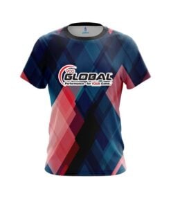 900 Global Blue And Pink Diamond CoolWick Bowling Jersey