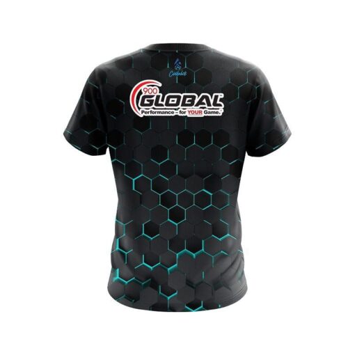 900 Global Aqua Honeycomb Fusion CoolWick Bowling Jersey - Image 2