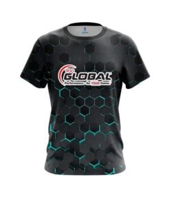 900 Global Aqua Honeycomb Fusion CoolWick Bowling Jersey