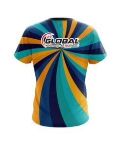 Alternative view of 900 Global Orange And Blue Color Swirl CoolWick Bowling Jersey