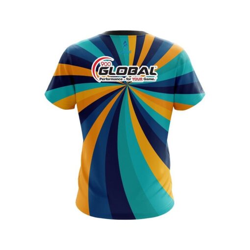 900 Global Orange And Blue Color Swirl CoolWick Bowling Jersey - Image 2