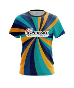 900 Global Orange And Blue Color Swirl CoolWick Bowling Jersey