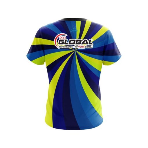900 Global Blue And Yellow Color Swirl CoolWick Bowling Jersey - Image 2