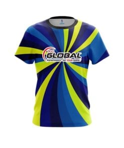 900 Global Blue And Yellow Color Swirl CoolWick Bowling Jersey