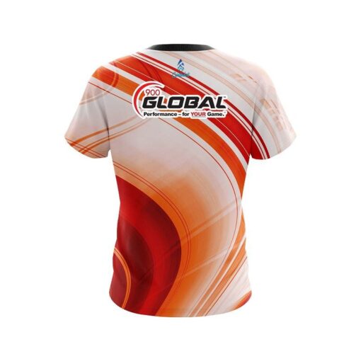 900 Global Curvy Orange Pattern CoolWick Bowling Jersey - Image 2