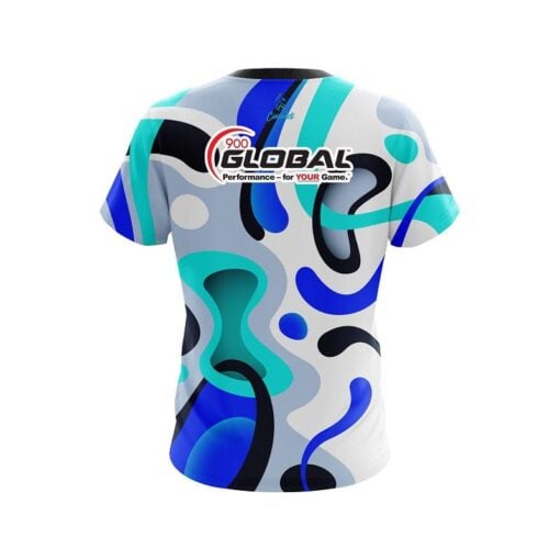 900 Global Modern Art Blue CoolWick Bowling Jersey - Image 2