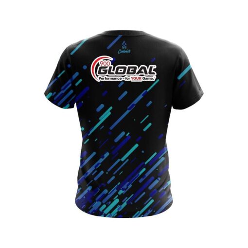 900 Global Modern Blue Stripe CoolWick Bowling Jersey - Image 2