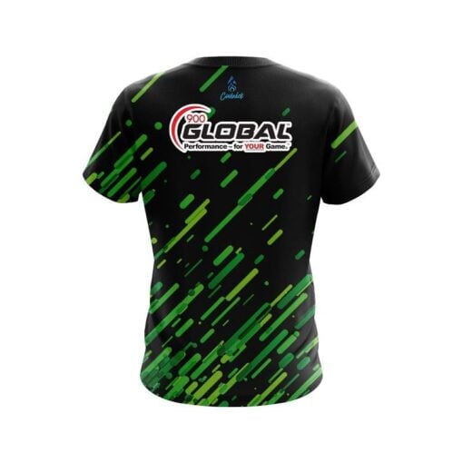 900 Global Modern Green Stripe CoolWick Bowling Jersey - Image 2