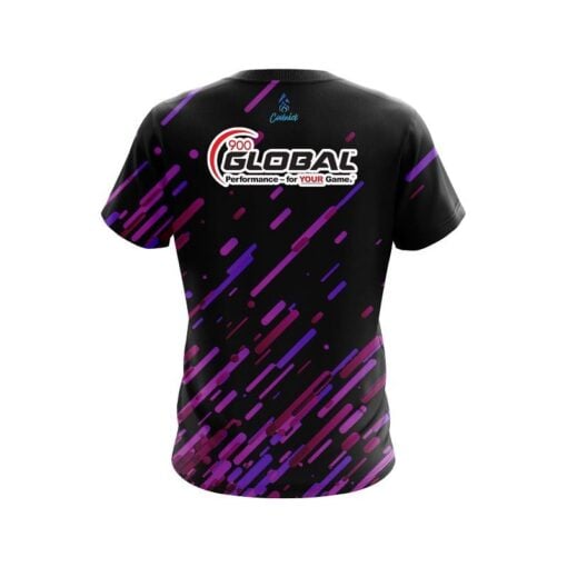 900 Global Modern Purple Stripe CoolWick Bowling Jersey - Image 2
