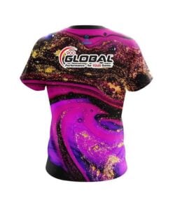 Alternative view of 900 Global Magenta Gold Liquid Marble CoolWick Bowling Jersey