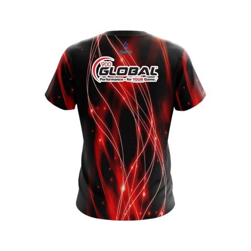 900 Global Red Spiral Waves CoolWick Bowling Jersey - Image 2