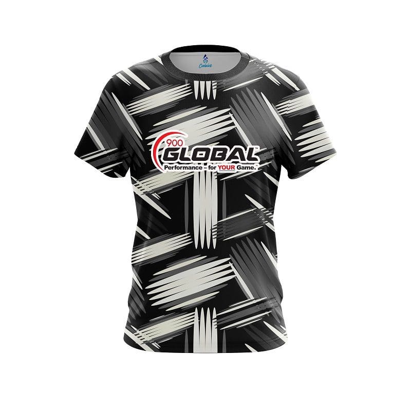 900 Global Striped Pattern CoolWick Bowling Jersey