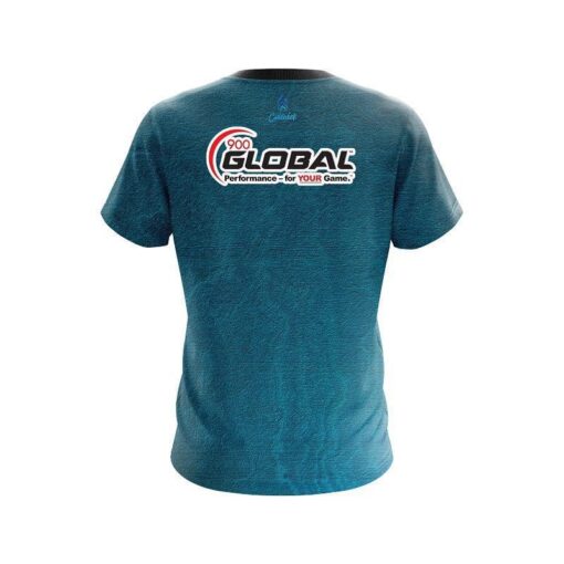 900 Global Teal Grunge Canvas CoolWick Bowling Jersey - Image 2