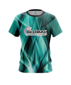 900 Global Wavy Aqua Swirl  CoolWick Bowling Jersey