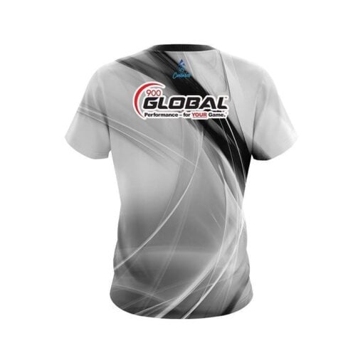 900 Global Wavy Black And White Swirl CoolWick Bowling Jersey - Image 2