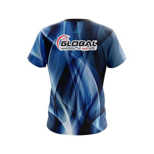 900 Global Wavy Blue Swirl  CoolWick Bowling Jersey - Image 2