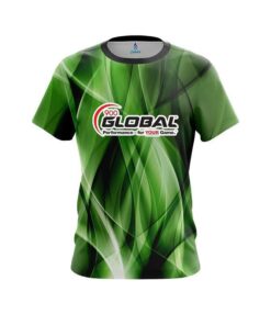 900 Global Wavy Green Swirl  CoolWick Bowling Jersey