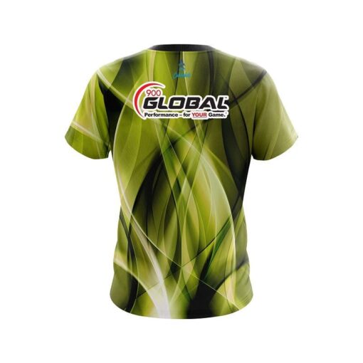 900 Global Wavy Yellow Swirl  CoolWick Bowling Jersey - Image 2
