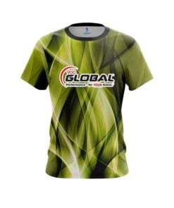 900 Global Wavy Yellow Swirl  CoolWick Bowling Jersey