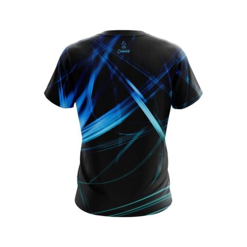 Plain Aqua Swirl CoolWick Bowling Jersey - Image 2