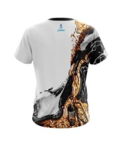 Alternative view of Plain Black And Gold Liquid Marble CoolWick Bowling Jersey