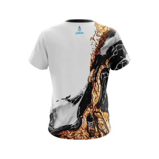 Plain Black And Gold Liquid Marble CoolWick Bowling Jersey - Image 2