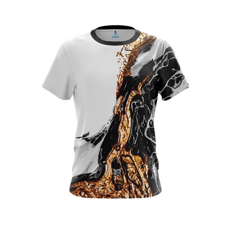 Plain Black And Gold Liquid Marble CoolWick Bowling Jersey