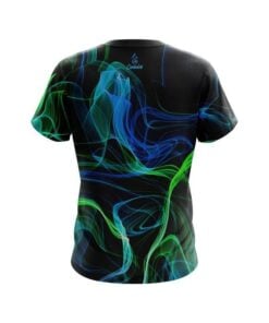 Alternative view of Plain Blue Green Smoke CoolWick Bowling Jersey