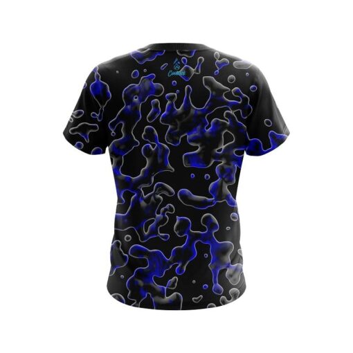 Plain Blue Flowing Fluid CoolWick Bowling Jersey - Image 2