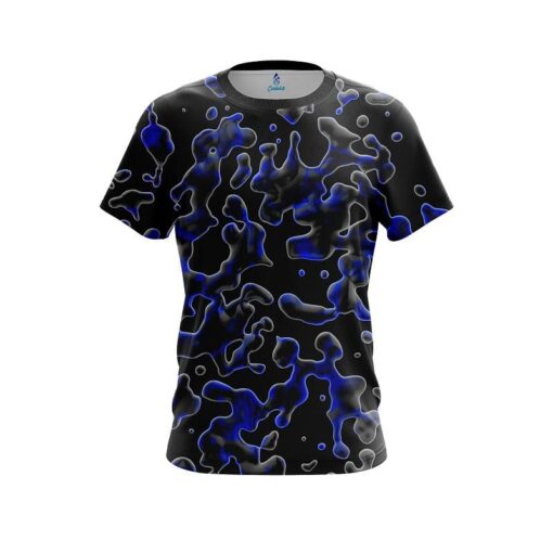 Plain Blue Flowing Fluid CoolWick Bowling Jersey