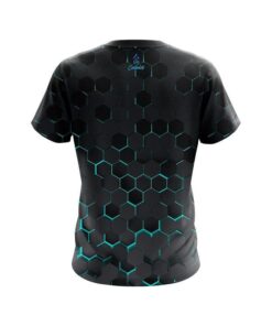 Alternative view of Plain Aqua Honeycomb Fusion CoolWick Bowling Jersey