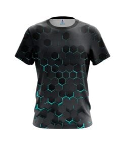 Plain Aqua Honeycomb Fusion CoolWick Bowling Jersey