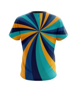 Alternative view of Plain Orange And Blue Color Swirl CoolWick Bowling Jersey
