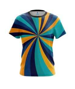 Plain Orange And Blue Color Swirl CoolWick Bowling Jersey